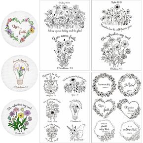 Rngmsi 4 Sheets Bible Flower Water Soluble Embroidery Patterns Stick Stitch in Kuwait