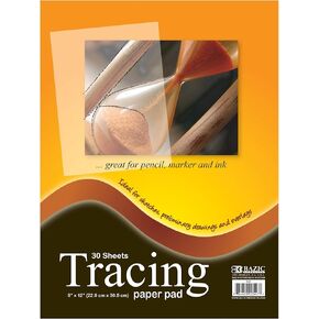 BAZIC Tracing Paper Pad 30 Sheets 9" X 12", White Translucent Calligraphy Architecture Transfer Paper, Trace Images Sketch Preliminary Drawing, 2-Pack