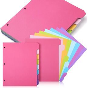 Harloon 240 Pcs 30 Sets 3 Ring Binder Dividers with 8 Tab 8.5 x 11 Inch Blank Binder Dividers 3 Hole Punch Dividers Sets 230 GSM Heavyweight Paper Binder for School Office Home Class (Colorful)