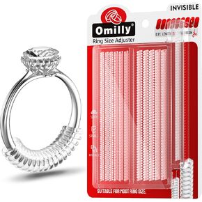Ring Size Adjuster for Loose Rings, Omilly Ring Spacers or Ring Tightener - Invisible Silicone Ring Stopper to Make Ring Smaller, 12 Pack 4 Sizes Fitter, Fit Almost Any Ring for Women and Men