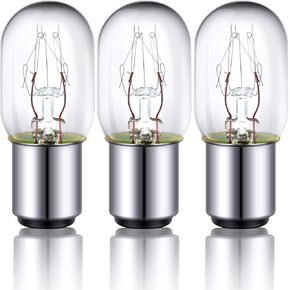 Mudder Light Incandescent Bulb Compatible with Sewing Machine with Push-in Base, 15 W, 120 V (3 Pieces)