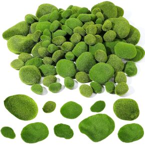Tigeen 100 Pcs Green Moss Balls Faux Artificial Moss Rocks Decorative Covered Moss Stones Fake Green Moss Decor for Fairy Garden Potted Plants Landscaping Table Centerpiece Floral Decor (Fresh Style)