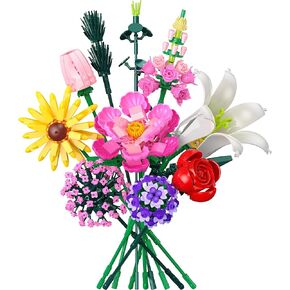 Flowers Bouquet Building Set, Flower Botanical Collection Building Toys, Home & Office Creative Decoration, Valentine Day, Birthday, Christmas Ideal Gift for Kids, Adults - 699 Pcs