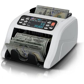 Aneken N60 White Mixed Denomination Money Counter Machine, Value Counting, UV/MG/IR/DD Counterfeit Detection, 3.5" TFT Display Cash Counting Machine