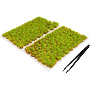 190 Pcs Static Grass Model Grass Tufts Railway Artificial Grass Miniature Grass Tuft Terrain Kit for DIY Model Railway Fairy Garden Diorama Scenery (Set A)