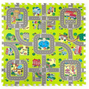 Foam Play Mat for Baby, Interlocking Foam Tiles, Foam Floor Mats City Road Track Puzzle Mat 12 Pieces