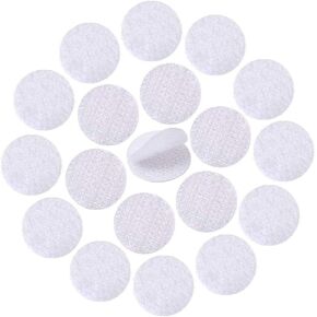 DFYOUHOME® 128 Pairs Self Adhesive Dot 1 inch Round Hook and Loop with Waterproof Sticky Glue Tape Back Nylon Dot Strip Fastener Light Weight Stronghold for Classroom, Office, Home (White)