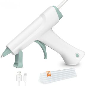 HTVRONT Cordless Hot Glue Gun - Auto Shut-off, 2600mAh Battery, USB-C Rechargeable, Wireless Hot Glue Gun Kit with 20 Mini Glue Sticks, Portable & Rechargeable Cordless Glue Gun for Crafts Arts DIY