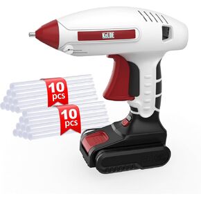 KeLDE Cordless Glue Gun Sets, 18V Li-ion Wireless Battery Hot Glue Gun Auto Power-off, Rechargeable with 20pcs Glue Sticks, Ideal for DIY Crafts & Quick Repairs