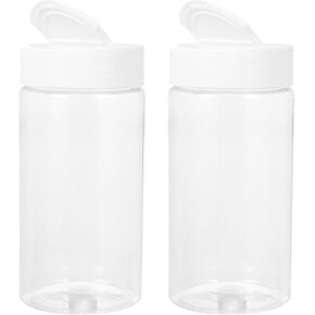 Mipcase Fish Food Containers 2pcs Feeding Bottle Dispenser Container Small Animals Feeding Bottles White Terrarium Plastic Round Fish Tank Aquarium Feeding Bottles
