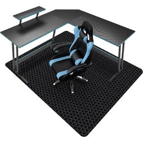 SALLOUS Vinyl Mat, 75"x60" Chair Mat for Hard Floor, Large Chair Mat for Hardwood Floor, Floor Protector Rolling Computer Desk Mat for Home Office (Black, 3D Hexagram Pattern)