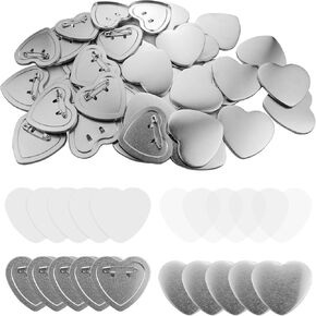 Button Maker Machine Kit, 2.28"/3"/2.24" Heart-Shaped 3 in 1 Badge Pin Maker Machine with 20pcs Button Parts Each Size & Circle Cutter & Cutting Mat for Button Press