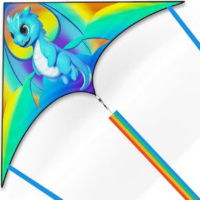 Kites for Kids Ages 4-8 & 8-12，Large Delta Kites for Adults, Beach Kite, Kids Kites Easy to Fly, Best Kites for Boys and Girls, Perfect for Beginners, Gifts for Holiday Easter Festival (Dragon)