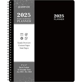 2025 Planner - Weekly and Monthly Planner 2025, 9" × 11", Planner 2025 from JAN. 2025 to DEC. 2025, Inner Pocket, Premium Paper, Twin-wire Binding, Make Your Life Productive - Black