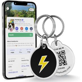 HeyBuddy® QR Code Smart Pet Tags for Dogs & Cats - Personalized Pet Tag Stores Multiple Informations, Includes Scannable GPS Coordinates, Real-Time Notifications, Health Documents & Community Alerts