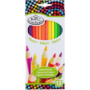 ROYAL BRUSH Neon Colored Pencils, 12 Count, 12/Pkg