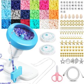 Goody King Clay Bead Spinner for Bracelet Making Kit - 3600+|18 Colors Clay Beads Set, Bead Spinner Needles Included, Easy Friendship Bracelet Making, Bracelet Kit Essentials (Blue)