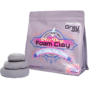 Air Dry - Foam Clay (White 400grams) by Wiser Merch. Includes Sculpting Tools! Cosplay, Fake Bake, Squishy, Foil Sealed,