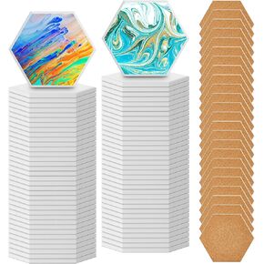 144 Pieces Ceramic Tiles for Crafts Coasters White Ceramic Tiles for Crafts Blank Unglazed Ceramic Tiles with Cork Backing Pads for Painting DIY Art Gift Project(Hexagon)