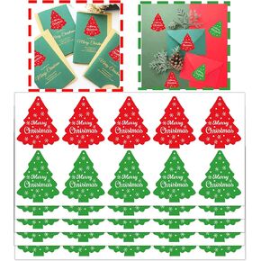 300 Pcs Christmas Envelope Seal Stickers Christmas Tree Labels Merry Christmas Stickers for Gift Invitation Greeting Card Envelopes - Christmas Tags Xmas Holiday Stickers for Christmas Party Favors