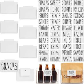 Talented Kitchen 8 Piece Metal Basket Labels Clip On Holders with 40 Labels for Kitchen Storage, White Label Clips for Storage Bins