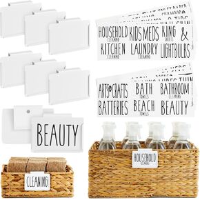 Talented Kitchen 8 Piece Metal Basket Labels Clip On Holders with 40 Labels for Kitchen Storage, White Label Clips for Storage Bins in Kuwait