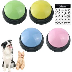 4pcs Dog Buttons for Communication Recordable Dog Talking Buttons Set with Stickers Speaking Button for Dog Training Interactive Tool Answer Buzzers Buttons