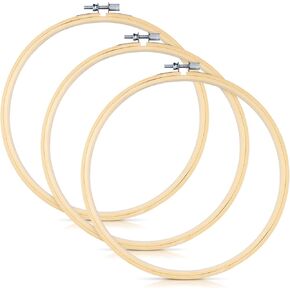 3 Pieces Embroidery Hoops, 12 inch Bamboo Frame Circle Cross Stitch Hoop Ring Embroidery Hoops Set for Embroidery and Cross Stitch