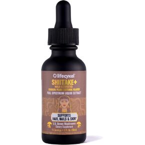 LIFE CYKEL Shiitake Mushroom Extract with Kakadu Plum- Hair, Skin & Nail Support, Anti Aging Supplement- 100% Organic Mushrooms, Immune Boosting, Vitamin C Made in The US- 2 Fl oz(Packaging May Vary)