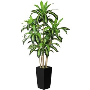 Artificial Dracaena Tree 5.5FT - Tall Faux Plants Indoor with Black Tall Planter - Large Fake Floor Plant in Pot - Artificial Dracaena Plants for Home Office Living Room Decor