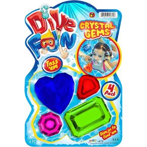 JA-RU Dive Fun Crystal Gems Diving Toys (1 Pack 4 Gems) Beach, Bath, & Pool Toys for Kids, Girls & Boys. Swimming Underwater Diving Activity Water Jewels Toys. Pool and Mermaid Party. 879-1p