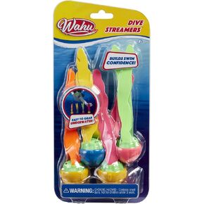 Wahu Dive Streamers Pool Diving Toy Set with 7" Diving Sticks Marked with Points, 4-Piece Underwater Diving Torpedoes Set for Kids Ages 5+, Fiery Meteors
