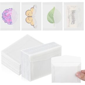 200 PCS Glassine Envelopes 3.9 × 2.8 Inch Glassine Paper Bags for Stamps, Clear Envelopes Stamp Translucent Mini Window Envelopes Self Sealing Envelopes for Seeds Coin Collecting Lottery Ticket Card