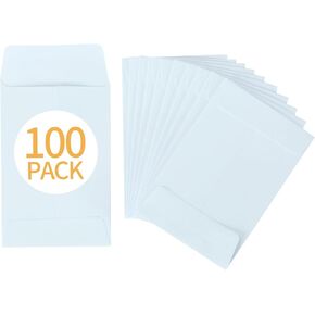 100 Pack Small #1 Coin Envelopes Self-Adhesive 2.25"×3.5" White Seed Envelopes Mini Parts Small Items Storage Packets Envelopes for Office, Garden or Wedding Gift - 100% Recycled