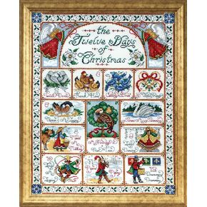 Design Works Crafts 5435 12 Days of Christmas Counted Cross Stitch Kit, 14 by 18" , White