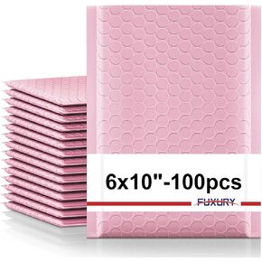 Fuxury Bubble Mailers 6x10" 100 Pack Light Pink Padded Envelopes Usable Size 6x9" Self Seal Mailing Envelopes Bubble Padded Shipping Bags for Mailing,Packaging, Small Business, Boutique, Bulk #0