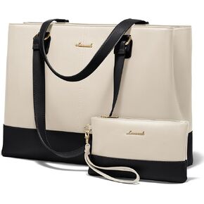 LOVEVOOK Laptop Tote Bag for Women 15.6 Inch Work Bag Leather Laptop Purse with Clutch, Large Computer Briefcase Bag for Office Business Teacher Casual