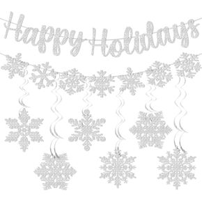 Happy Holidays Banner Happy Holidays Decorations Winter Banner with Winter Wonderland for Holiday Decorations Christmas Decorations Christmas Party Decorations