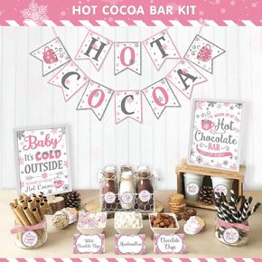 مجموعة ألواح الكاكاو الساخنة، ندفة الثلج الزرقاء الفضية، لافتة شريط الكاكاو الساخنة، لافتة شريط الشوكولاتة الساخنة، إضافات الشوكولاتة الساخنة، ملصقات علامات الأكواب للحفلة المجمدة، الشتاء، بلاد العجائب، عيد ميلاد الطفل، حمام الطفل، ديكور خارجي بارد in Kuwait