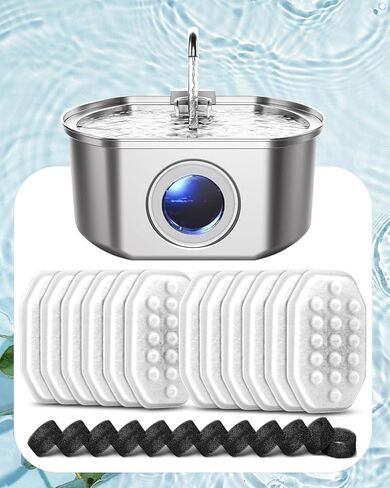 8 Pack Cat Water Fountain Filters with 8 Pack Pre-Filter Sponges Set for 3.2L/108oz Pet Cat Water Fountain, Pet Fountain Filter Replacement in Saudi Arabia
