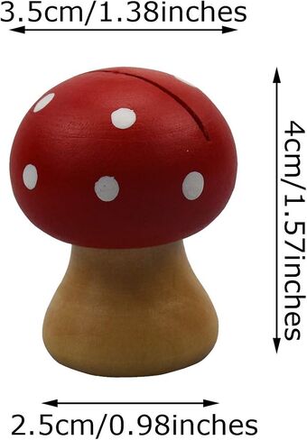 Enyuwlcm Wood Memo Holder Stand Suitable for Single Photo Picture Note Cute Mushroom Card Holder Office Home Decoration Brown and Red 2 Packs in Kuwait