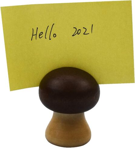 Enyuwlcm Wood Memo Holder Stand Suitable for Single Photo Picture Note Cute Mushroom Card Holder Office Home Decoration Brown and Red 2 Packs in Kuwait