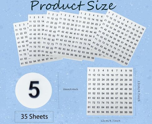 35 PCS Vinyl Number Stickers 1-100 Consecutive Number Stickers 0.4 inch Self-Adhesive Number Labels Round Small Removable Numbered Label for Office School Sorting Organizing Storage Boxes (White) in Saudi Arabia