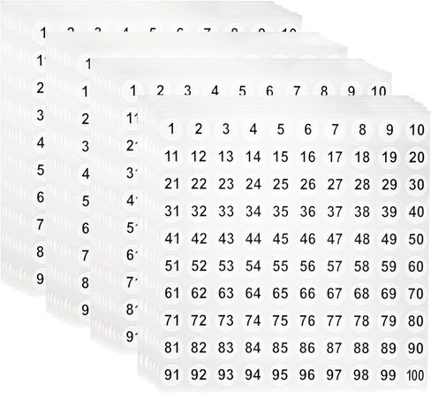35 PCS Vinyl Number Stickers 1-100 Consecutive Number Stickers 0.4 inch Self-Adhesive Number Labels Round Small Removable Numbered Label for Office School Sorting Organizing Storage Boxes (White) in Saudi Arabia