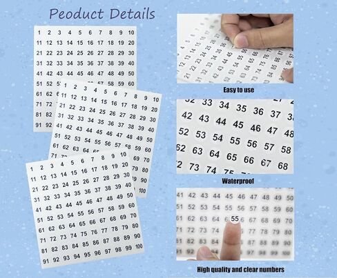 35 PCS Vinyl Number Stickers 1-100 Consecutive Number Stickers 0.4 inch Self-Adhesive Number Labels Round Small Removable Numbered Label for Office School Sorting Organizing Storage Boxes (White) in Saudi Arabia
