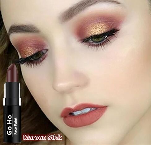 Go Ho Hot Pink Cream-Blendable Face Body Paint Stick,Pink Eye Black Stick,Easy to Color Eye Black Face Paint,Safe Facepaint&Lip Smacking for Halloween Makeup in Kuwait