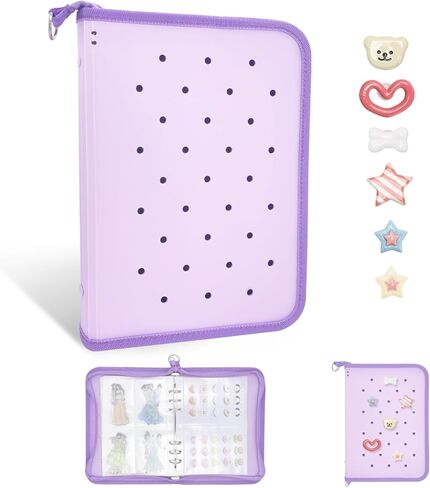 ألبوم تجميع كتب تخزين الملصقات القابل لإعادة الاستخدام للبالغين مع ورق تحرير فارغ وجيب وحليات DIY، ألبوم مجلد ملصقات بتصميم سحاب لتجميع الملصقات (أرجواني) in Kuwait