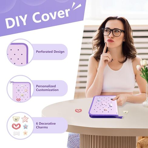 ألبوم تجميع كتب تخزين الملصقات القابل لإعادة الاستخدام للبالغين مع ورق تحرير فارغ وجيب وحليات DIY، ألبوم مجلد ملصقات بتصميم سحاب لتجميع الملصقات (أرجواني) in Kuwait