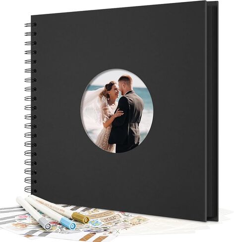 Vienrose سجل القصاصات الصغيرة 8x8 بوصة، DIY ألبومات الصور كتاب القصاصات 40 صفحة فارغة سوداء سميكة صفحات كرافت كتاب الذاكرة، لوازم سجل القصاصات لحفل زفاف الطفل الأسرة السفر in Kuwait