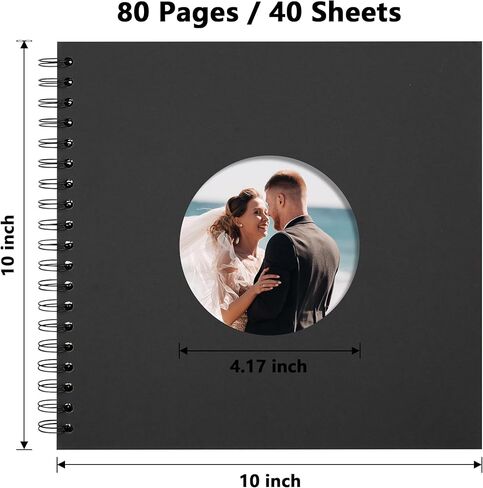 Vienrose سجل القصاصات الصغيرة 8x8 بوصة، DIY ألبومات الصور كتاب القصاصات 40 صفحة فارغة سوداء سميكة صفحات كرافت كتاب الذاكرة، لوازم سجل القصاصات لحفل زفاف الطفل الأسرة السفر in Kuwait